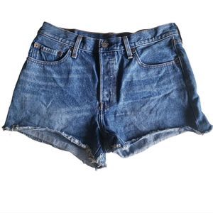 LEVI'S 4-Button Fly Blue Denim Jean Fray Hem Shorts Size 29w